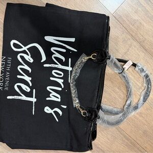 Victoria's Secret Black Canvas Tote with White Logo